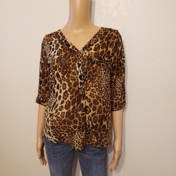 Papermoon Tops - Leopard Sheer Blouse